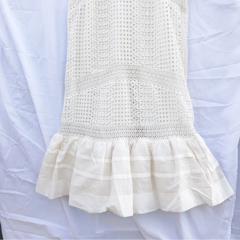 J. CREW COLLECTION | RUFFLE-HEM SPAGHETTI STRAP EYELET DRESS SIZE 8